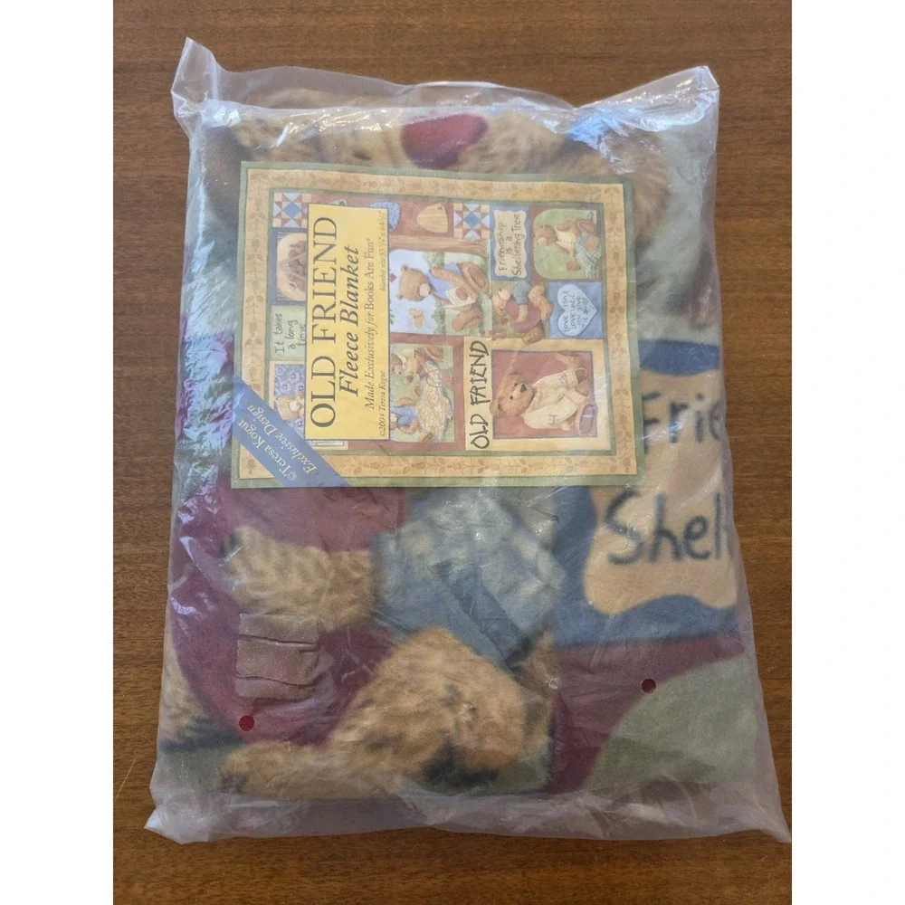 Vtg Old Friend Fleece Teddy Bear Blanket Teresa‎ Krogut Primitive Crafty Cozy